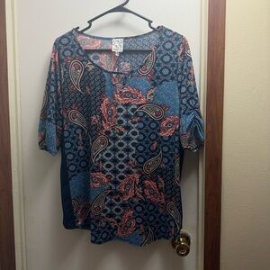 NAIF Blue and Red Paisley Blouse